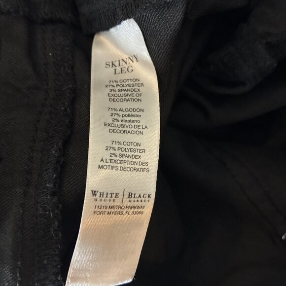 White House Black Market Womens Size 8 Skinny Leg Pants Black Stretch Jeans - Picture 6 of 6